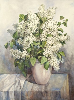 Still life with white lilacs